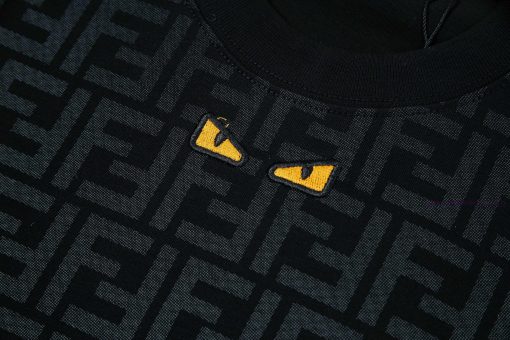 ️FENDI 25ss New Full Flower Double F Spike Short Sleeve Cat Head Logo Short Sleeve High Quality 6j133h9h - Image 6