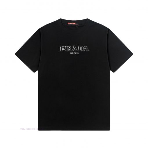 ️PRADA 25ss New Embroidered Logo Letter Short Sleeve High QualityFabric - Made Of 270g Double S gb9u1pl7 - Image 2