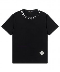️LV Donkey 25ss New Embroidered Logo Letter Short Sleeve High QualityFabric - Made Of 270g Doub hf3k5rdr