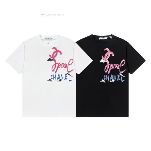 ️CHANEL 25ss New Color Graffiti Letter Short Sleeved Shirt With High QualityFabric - Made Of 27 r5tcqtb3 - Image 10
