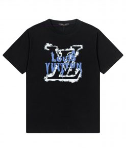 ️LV Lvjia 25ss New Foam Color Letter Printing Short Sleeve High QualityFabric - Made Of 270g Do 4dt0spd2