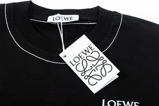 ️LOEWE 25ss New Embroidered Logo Letter Short Sleeve High QualityFabric - Made Of 270g Double S lg6ugbep - Image 4