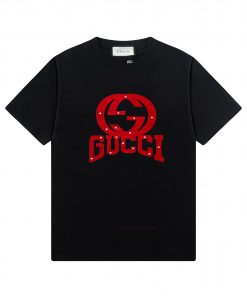 ️GUCCI 25ss New Hot Diamond Plush Printed Logo Letter Short Sleeve High Quality Heavy Craftsman fv97v4za