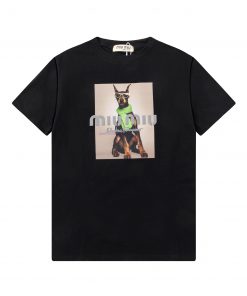️MIUMIU~2025 New Spring/summer 270 Gram Double Yarn Plain Cotton Fashion Brand Short Sleeve New zewyvjun