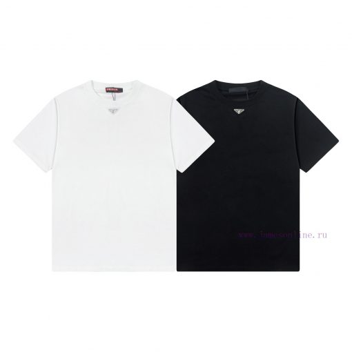️PRADA Prada 25ss New Classic Triangle Logo Short Sleeve High QualityFabric - Made Of 270g Doub cz048617 - Image 10