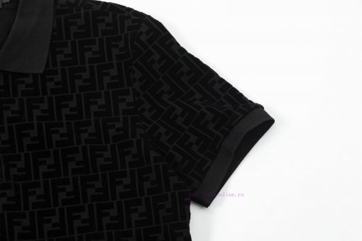 ️FENDI Fendi2025 ∽ New High-quality Lapel Polo Shirt Classic Knitted Double F Jacquard Old Flow qtz62k11 - Image 7