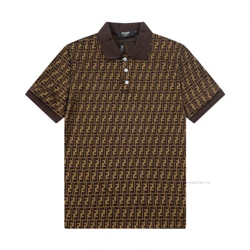 ️FENDI Fendi2025 ∽ New High-quality Lapel Polo Shirt Classic Knitted Double F Jacquard Old Flow jwzlow0f