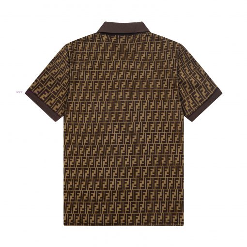 ️FENDI Fendi2025 ∽ New High-quality Lapel Polo Shirt Classic Knitted Double F Jacquard Old Flow jwzlow0f - Image 3