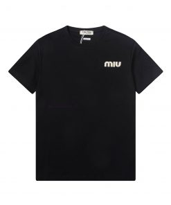 ️MIUMIU~2025 New Spring/Summer Silk Cotton 200g Short Sleeve T-shirt With New Miu Miu Classic L ihyzjrry