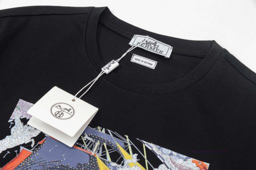 ️Hermes 2025 New Spring/summer 200g Silk Cotton Short Sleeved T-shirt Hermes Land Sail ️ Classi zo1g5st8 - Image 3
