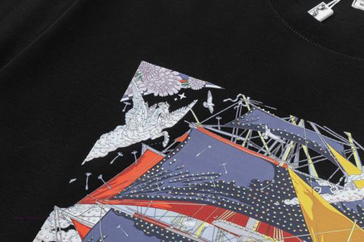 ️Hermes 2025 New Spring/summer 200g Silk Cotton Short Sleeved T-shirt Hermes Land Sail ️ Classi zo1g5st8 - Image 7