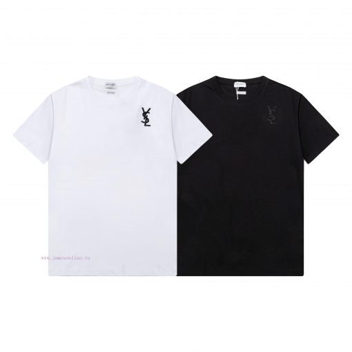 ️YSL Saint Laurent~2025 New Spring/summer 200g Silk Cotton Short Sleeved T-shirt With Simple Le lk1ztj7f - Image 10