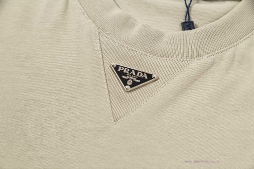 ️PRADA ∽ 2025 Spring/Summer Official Website Synchronized New T-shirt 250g Heavy Cotton Fabric 9gq73b1m - Image 6