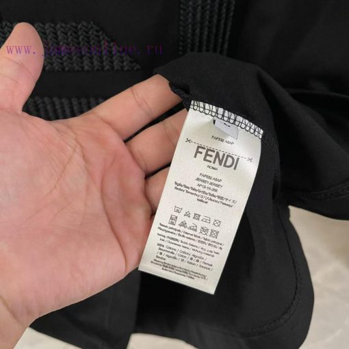 FD Fendi 2025 Spring/Summer New Double F Cross Vacuum Embroidered Custom Fabric 300g Short Slee 62o9oru0 - Image 10