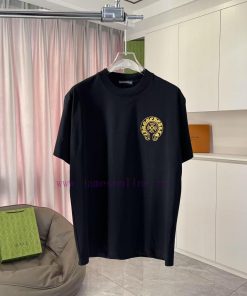 CH Kro * 2025 Summer New Sanskrit Horseshoe Cross Cross Cross Vacuum Embroidered Short Sleeve T mo1ec76j