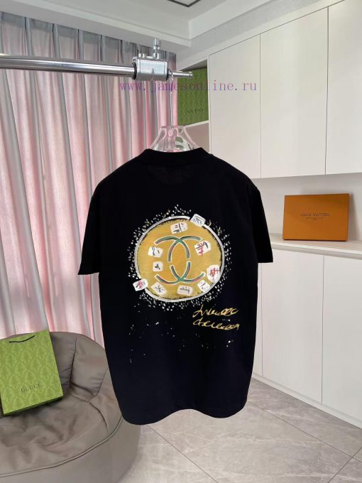 Chanel CHANEL 2025 Spring/Summer New Collection Double C Letter Logo Printed Short Sleeve T-shi 8knm719q - Image 8