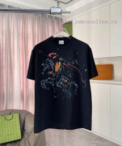 BUR Burberry 2025 Summer New Personalized Letter Logo Printed Custom Fabric 300g Short Sleeve T ytn0dntq