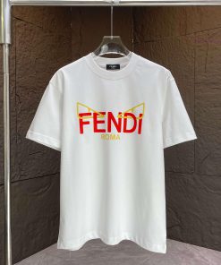 P Fendi Fendi*2025 Spring/Summer New Short Sleeved T-shirtHeavy Duty Pure Cotton Letter Pattern 10m5tphm