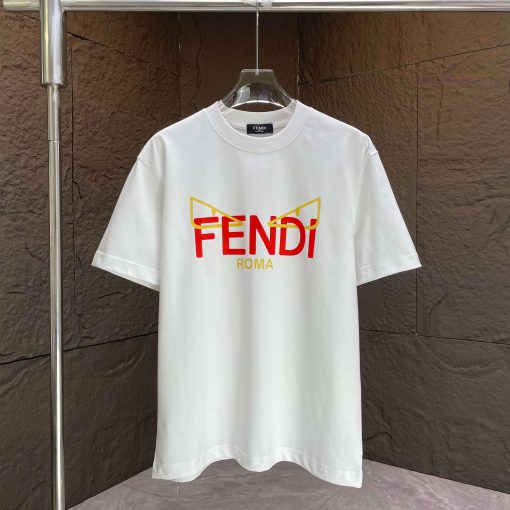 P Fendi Fendi*2025 Spring/Summer New Short Sleeved T-shirtHeavy Duty Pure Cotton Letter Pattern 10m5tphm