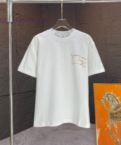 P Burberry * Burberry*2025 Spring/Summer New Short Sleeved T-shirtHeavy Duty Pure Cotton Letter vcetvro1