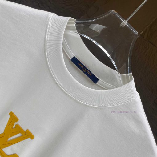 P LOUIS * Louis LV*2025 Spring/Summer New Short Sleeved T-shirtHeavy Duty Pure Cotton Overlappi oqfhxngn - Image 4