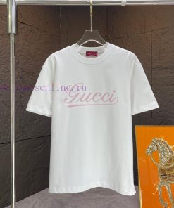 P Gucci Gucci*2025 Spring/Summer New Short Sleeved T-shirtHeavy Duty Pure Cotton Letter Pattern fuah459m