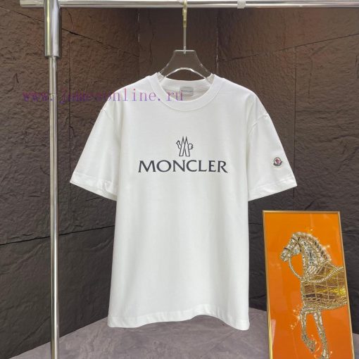P Moncler Mask*2025 Spring/Summer New Short Sleeved T-shirtHeavy Duty Pure Cotton Letter Patter 326j48tm - Image 2