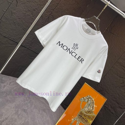 P Moncler Mask*2025 Spring/Summer New Short Sleeved T-shirtHeavy Duty Pure Cotton Letter Patter 326j48tm - Image 3