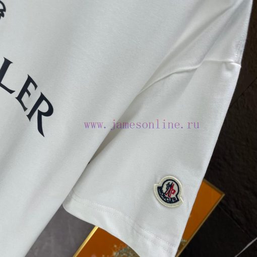 P Moncler Mask*2025 Spring/Summer New Short Sleeved T-shirtHeavy Duty Pure Cotton Letter Patter 326j48tm - Image 5