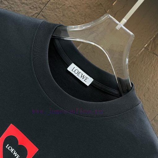 P Loewe Loewe*2025 Spring/Summer New Short Sleeved T-shirtHeavy Duty Pure Cotton Letter Pattern mc25fduq - Image 4
