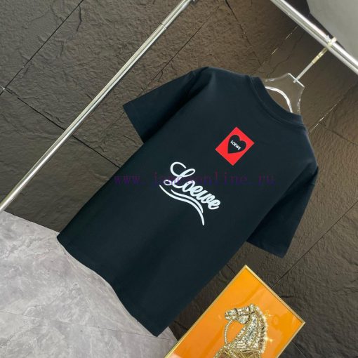P Loewe Loewe*2025 Spring/Summer New Short Sleeved T-shirtHeavy Duty Pure Cotton Letter Pattern mc25fduq - Image 8