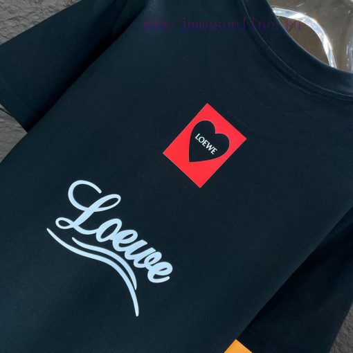 P Loewe Loewe*2025 Spring/Summer New Short Sleeved T-shirtHeavy Duty Pure Cotton Letter Pattern mc25fduq - Image 9