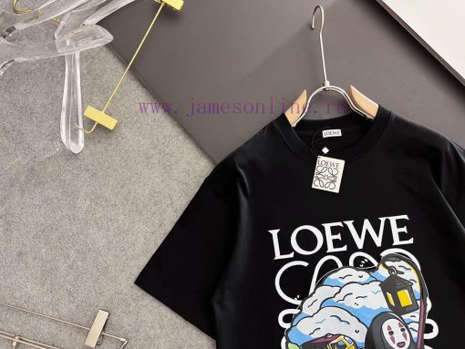 LOEWE 2025 Printed Short Sleeve High Quality Original Short Sleeve Top Manufacturing Technology bbkht7v6 - Image 3