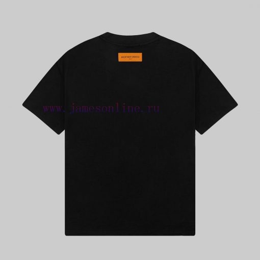 LOUIS VUITTON Color Pumpkin Printed Short Sleeved T-shirtCustomized 240g Same Cylinder Dyed Fab wp7485w2 - Image 3