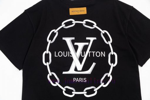 LOUIS VUITTON Louis Vuitton 23ss Front And Rear Pattern Chain Printed Short Sleeve T-shirtCusto 576ayzxw - Image 8