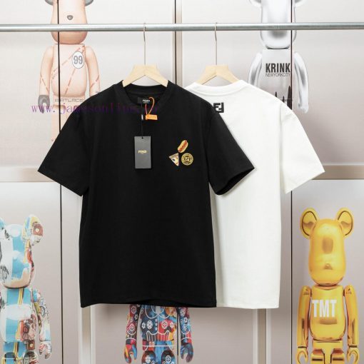 FENDI Spring/Summer New Embroidered Casual Short Sleeves Detail Original Mold Opening Synchroni rbet0ee5