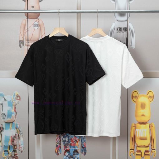 FENDI Spring/Summer New Fabric Jacquard Short Sleeve T-shirt Detail Original Mold Opening Full 4kxiij84 - Image 5