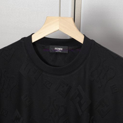 FENDI Spring/Summer New Fabric Jacquard Short Sleeve T-shirt Detail Original Mold Opening Full 4kxiij84 - Image 6