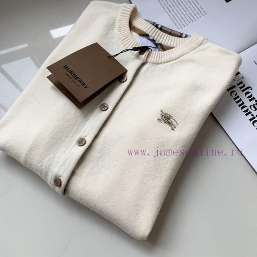 Burberry Chest Classic Warhorse Logo Embroidered Cardigan Long Sleeved Checkered Knit Sweater J 6upbodw9 - Image 5