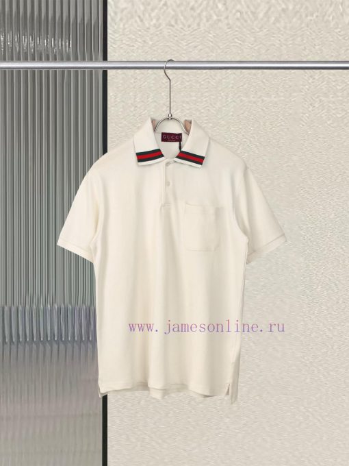 R-9547 Gucci 2025SS Collar Polo ShirtThe Collar Is Decorated With Red And Green Ribbon Contrast m2uu525g - Image 2