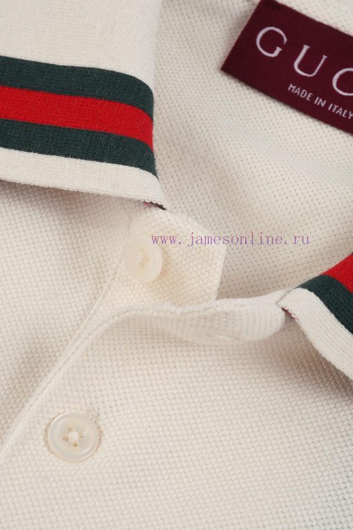 R-9547 Gucci 2025SS Collar Polo ShirtThe Collar Is Decorated With Red And Green Ribbon Contrast m2uu525g - Image 7