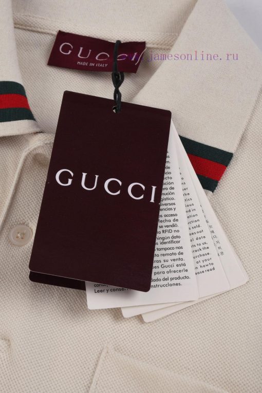 R-9547 Gucci 2025SS Collar Polo ShirtThe Collar Is Decorated With Red And Green Ribbon Contrast m2uu525g - Image 9