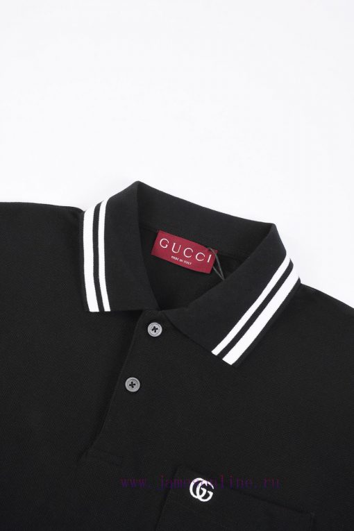 R-9545 Gucci 2025SS Collar Polo ShirtAvailable On The GUCCI Official Website Featuring A Black fxe0vi9g - Image 3