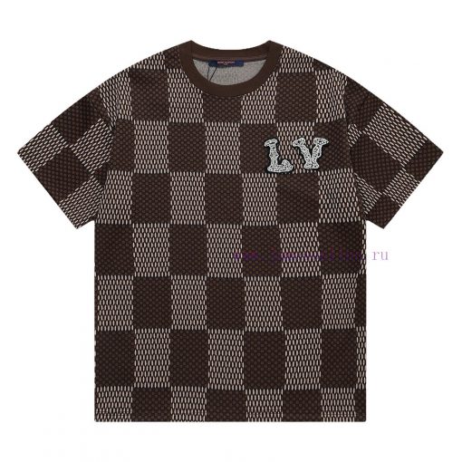 Louis Vuitton Three-dimensional Bead Checkerboard Short Sleeved ShirtExquisite Upgraded Logo Lo wcxkimq0