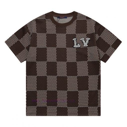 Louis Vuitton Three-dimensional Bead Checkerboard Short Sleeved ShirtExquisite Upgraded Logo Lo wcxkimq0 - Image 2
