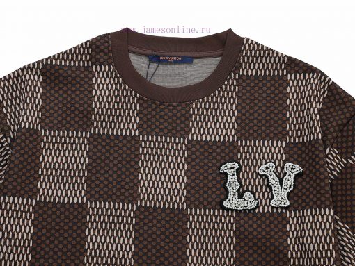 Louis Vuitton Three-dimensional Bead Checkerboard Short Sleeved ShirtExquisite Upgraded Logo Lo wcxkimq0 - Image 4