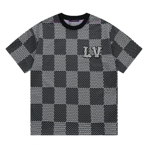 Louis Vuitton Three-dimensional Bead Checkerboard Short Sleeved ShirtExquisite Upgraded Logo Lo nhrohoiq
