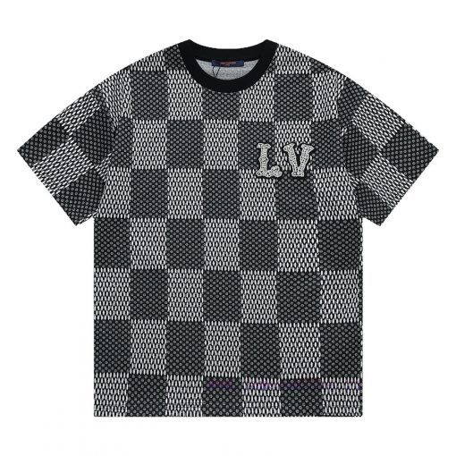 Louis Vuitton Three-dimensional Bead Checkerboard Short Sleeved ShirtExquisite Upgraded Logo Lo nhrohoiq - Image 2