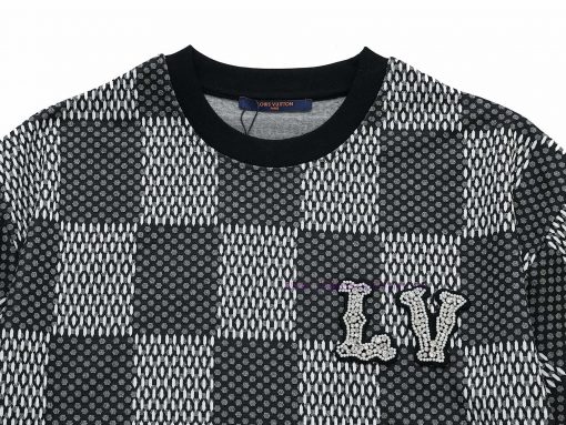 Louis Vuitton Three-dimensional Bead Checkerboard Short Sleeved ShirtExquisite Upgraded Logo Lo nhrohoiq - Image 4