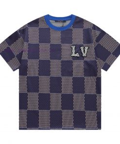 Louis Vuitton Three-dimensional Bead Checkerboard Short Sleeved ShirtExquisite Upgraded Logo Lo s0yt6b20